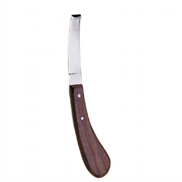 Left-handed Hoof Knife with Wooden Handle